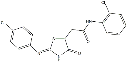 N-(2-chlorophenyl)-2-{2-[(4-chlorophenyl)imino]-4-oxo-1,3-thiazolidin-5-yl}acetamide Structure