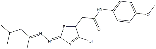 2-{2-[(1,3-dimethylbutylidene)hydrazono]-4-hydroxy-2,5-dihydro-1,3-thiazol-5-yl}-N-(4-methoxyphenyl)acetamide Structure