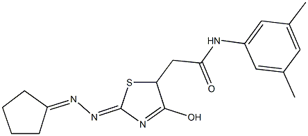 2-[2-(cyclopentylidenehydrazono)-4-hydroxy-2,5-dihydro-1,3-thiazol-5-yl]-N-(3,5-dimethylphenyl)acetamide Structure