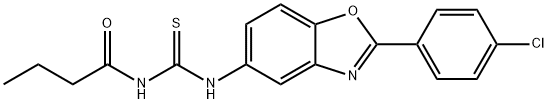 N-butyryl-N'-[2-(4-chlorophenyl)-1,3-benzoxazol-5-yl]thiourea Structure