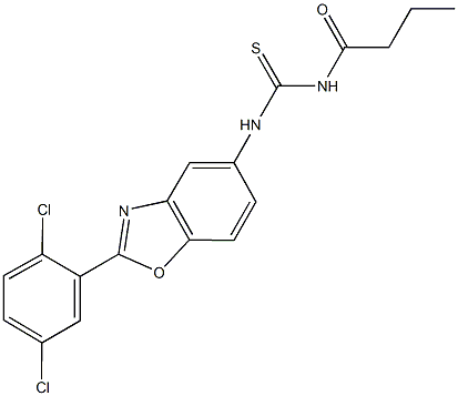 N-butyryl-N'-[2-(2,5-dichlorophenyl)-1,3-benzoxazol-5-yl]thiourea Struktur