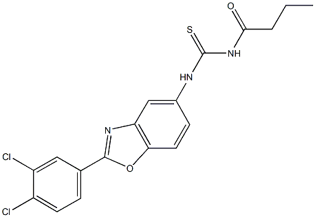 N-butyryl-N'-[2-(3,4-dichlorophenyl)-1,3-benzoxazol-5-yl]thiourea Struktur