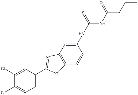 N-butyryl-N'-[2-(3,4-dichlorophenyl)-1,3-benzoxazol-5-yl]thiourea Structure