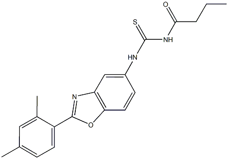 N-butyryl-N'-[2-(2,4-dimethylphenyl)-1,3-benzoxazol-5-yl]thiourea Structure