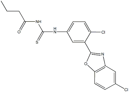 N-butyryl-N'-[4-chloro-3-(5-chloro-1,3-benzoxazol-2-yl)phenyl]thiourea,489457-42-3,结构式