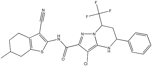 490013-20-2 3-chloro-N-(3-cyano-6-methyl-4,5,6,7-tetrahydro-1-benzothien-2-yl)-5-phenyl-7-(trifluoromethyl)-4,5,6,7-tetrahydropyrazolo[1,5-a]pyrimidine-2-carboxamide