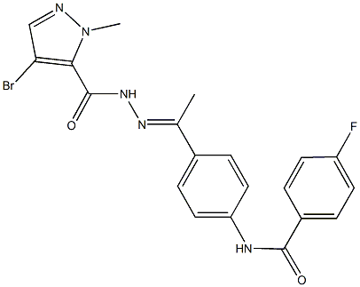 N-(4-{N-[(4-bromo-1-methyl-1H-pyrazol-5-yl)carbonyl]ethanehydrazonoyl}phenyl)-4-fluorobenzamide Structure