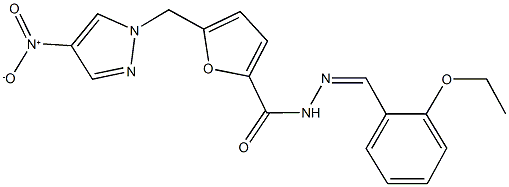 N'-(2-ethoxybenzylidene)-5-({4-nitro-1H-pyrazol-1-yl}methyl)-2-furohydrazide Structure