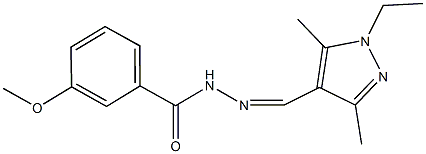 N'-[(1-ethyl-3,5-dimethyl-1H-pyrazol-4-yl)methylene]-3-methoxybenzohydrazide 化学構造式