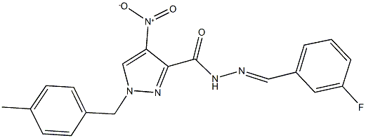 N'-(3-fluorobenzylidene)-4-nitro-1-(4-methylbenzyl)-1H-pyrazole-3-carbohydrazide 化学構造式