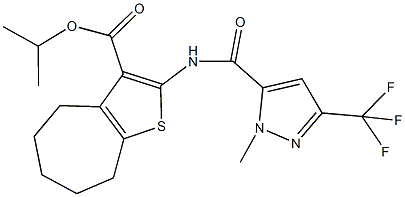 isopropyl 2-({[1-methyl-3-(trifluoromethyl)-1H-pyrazol-5-yl]carbonyl}amino)-5,6,7,8-tetrahydro-4H-cyclohepta[b]thiophene-3-carboxylate|