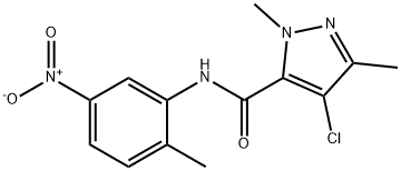 4-chloro-N-{5-nitro-2-methylphenyl}-1,3-dimethyl-1H-pyrazole-5-carboxamide 结构式