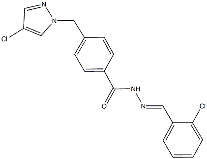 N'-(2-chlorobenzylidene)-4-[(4-chloro-1H-pyrazol-1-yl)methyl]benzohydrazide 化学構造式