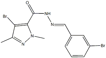 4-bromo-N'-(3-bromobenzylidene)-1,3-dimethyl-1H-pyrazole-5-carbohydrazide Struktur