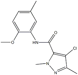 4-chloro-N-(2-methoxy-5-methylphenyl)-1,3-dimethyl-1H-pyrazole-5-carboxamide 结构式