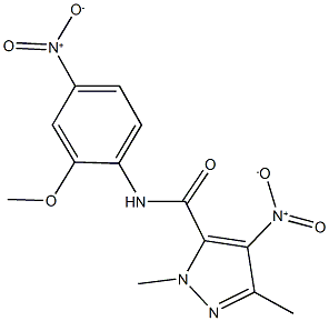 4-nitro-N-{4-nitro-2-methoxyphenyl}-1,3-dimethyl-1H-pyrazole-5-carboxamide 化学構造式