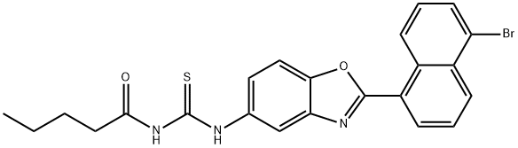 N-[2-(5-bromo-1-naphthyl)-1,3-benzoxazol-5-yl]-N'-pentanoylthiourea Structure