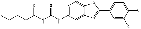 N-[2-(3,4-dichlorophenyl)-1,3-benzoxazol-5-yl]-N'-pentanoylthiourea Structure