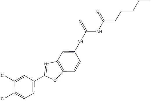 N-[2-(3,4-dichlorophenyl)-1,3-benzoxazol-5-yl]-N'-hexanoylthiourea,490015-93-5,结构式