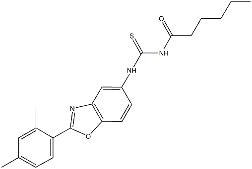 N-[2-(2,4-dimethylphenyl)-1,3-benzoxazol-5-yl]-N'-hexanoylthiourea Struktur