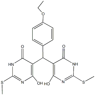 5-{(4-ethoxyphenyl)[4-hydroxy-2-(methylsulfanyl)-6-oxo-1,6-dihydro-5-pyrimidinyl]methyl}-6-hydroxy-2-(methylsulfanyl)-4(3H)-pyrimidinone Structure