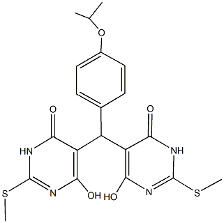 6-hydroxy-5-[[4-hydroxy-2-(methylsulfanyl)-6-oxo-1,6-dihydro-5-pyrimidinyl](4-isopropoxyphenyl)methyl]-2-(methylsulfanyl)-4(3H)-pyrimidinone 结构式