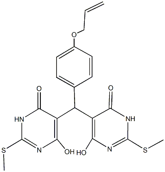 490016-26-7 5-{[4-(allyloxy)phenyl][4-hydroxy-2-(methylsulfanyl)-6-oxo-1,6-dihydro-5-pyrimidinyl]methyl}-6-hydroxy-2-(methylsulfanyl)-4(3H)-pyrimidinone