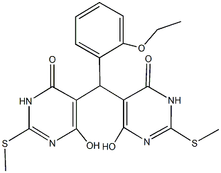 5-{(2-ethoxyphenyl)[4-hydroxy-2-(methylsulfanyl)-6-oxo-1,6-dihydro-5-pyrimidinyl]methyl}-6-hydroxy-2-(methylsulfanyl)-4(3H)-pyrimidinone 化学構造式