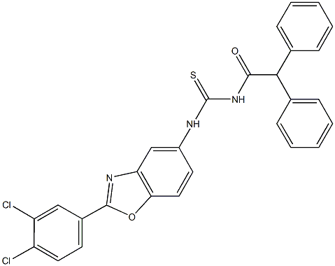 N-[2-(3,4-dichlorophenyl)-1,3-benzoxazol-5-yl]-N'-(diphenylacetyl)thiourea Struktur