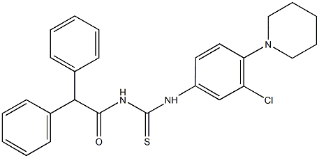 N-(3-chloro-4-piperidin-1-ylphenyl)-N'-(diphenylacetyl)thiourea 结构式