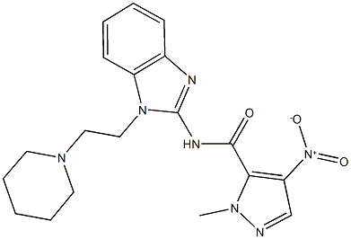 4-nitro-1-methyl-N-{1-[2-(1-piperidinyl)ethyl]-1H-benzimidazol-2-yl}-1H-pyrazole-5-carboxamide Structure