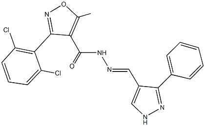 3-(2,6-dichlorophenyl)-5-methyl-N'-[(3-phenyl-1H-pyrazol-4-yl)methylene]-4-isoxazolecarbohydrazide Struktur