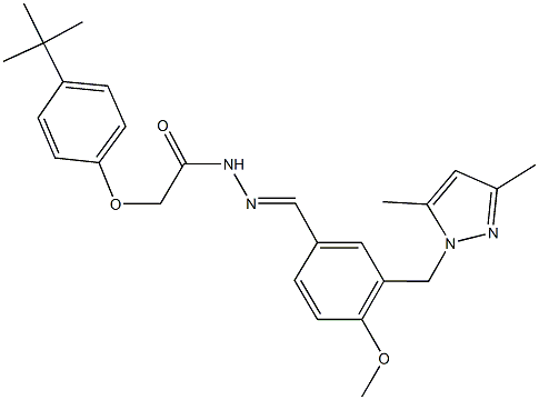 2-(4-tert-butylphenoxy)-N'-{3-[(3,5-dimethyl-1H-pyrazol-1-yl)methyl]-4-methoxybenzylidene}acetohydrazide,490031-45-3,结构式