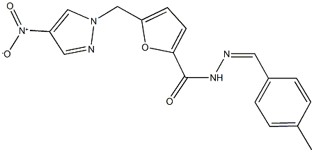 5-({4-nitro-1H-pyrazol-1-yl}methyl)-N'-(4-methylbenzylidene)-2-furohydrazide Structure