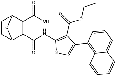 3-({[3-(ethoxycarbonyl)-4-(1-naphthyl)-2-thienyl]amino}carbonyl)-7-oxabicyclo[2.2.1]heptane-2-carboxylic acid Struktur