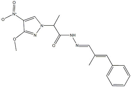 2-{4-nitro-3-methoxy-1H-pyrazol-1-yl}-N'-(2-methyl-3-phenyl-2-propenylidene)propanohydrazide|