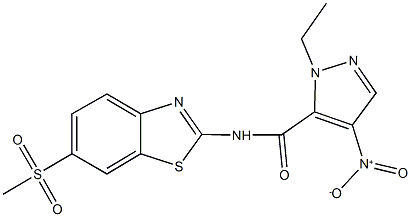 490032-55-8 1-ethyl-4-nitro-N-[6-(methylsulfonyl)-1,3-benzothiazol-2-yl]-1H-pyrazole-5-carboxamide