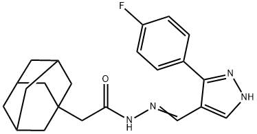 2-(1-adamantyl)-N'-{[3-(4-fluorophenyl)-1H-pyrazol-4-yl]methylene}acetohydrazide 化学構造式