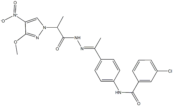 490032-87-6 3-chloro-N-{4-[N-(2-{4-nitro-3-methoxy-1H-pyrazol-1-yl}propanoyl)ethanehydrazonoyl]phenyl}benzamide