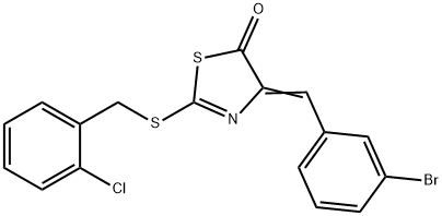 4-(3-bromobenzylidene)-2-[(2-chlorobenzyl)sulfanyl]-1,3-thiazol-5(4H)-one 化学構造式