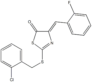 2-[(2-chlorobenzyl)sulfanyl]-4-(2-fluorobenzylidene)-1,3-thiazol-5(4H)-one,491581-73-8,结构式