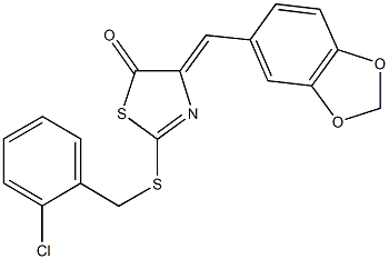 4-(1,3-benzodioxol-5-ylmethylene)-2-[(2-chlorobenzyl)sulfanyl]-1,3-thiazol-5(4H)-one,491581-82-9,结构式