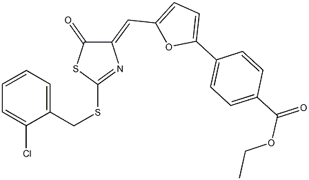 ethyl 4-{5-[(2-[(2-chlorobenzyl)sulfanyl]-5-oxo-1,3-thiazol-4(5H)-ylidene)methyl]-2-furyl}benzoate,491581-94-3,结构式
