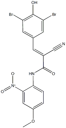 2-cyano-3-(3,5-dibromo-4-hydroxyphenyl)-N-{2-nitro-4-methoxyphenyl}acrylamide 结构式