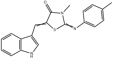 5-(1H-indol-3-ylmethylene)-3-methyl-2-[(4-methylphenyl)imino]-1,3-thiazolidin-4-one Structure