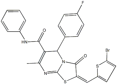 2-[(5-bromo-2-thienyl)methylene]-5-(4-fluorophenyl)-7-methyl-3-oxo-N-phenyl-2,3-dihydro-5H-[1,3]thiazolo[3,2-a]pyrimidine-6-carboxamide,491583-25-6,结构式