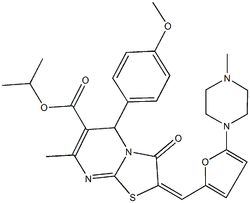 isopropyl 5-(4-methoxyphenyl)-7-methyl-2-{[5-(4-methyl-1-piperazinyl)-2-furyl]methylene}-3-oxo-2,3-dihydro-5H-[1,3]thiazolo[3,2-a]pyrimidine-6-carboxylate Struktur