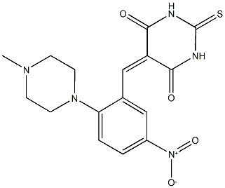 5-[5-nitro-2-(4-methyl-1-piperazinyl)benzylidene]-2-thioxodihydro-4,6(1H,5H)-pyrimidinedione,491584-97-5,结构式