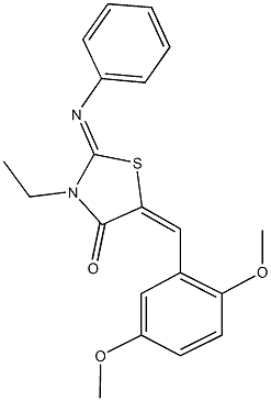 5-(2,5-dimethoxybenzylidene)-3-ethyl-2-(phenylimino)-1,3-thiazolidin-4-one Struktur