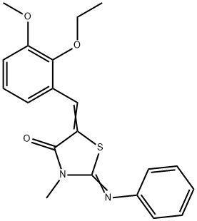 5-(2-ethoxy-3-methoxybenzylidene)-3-methyl-2-(phenylimino)-1,3-thiazolidin-4-one Structure